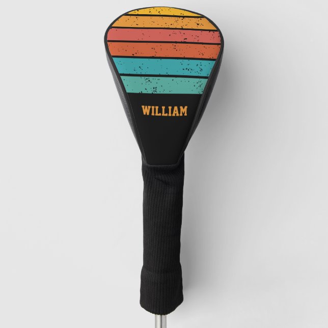 Retrofarben und -streifen Personalisiert Golf Headcover (Vorderseite)
