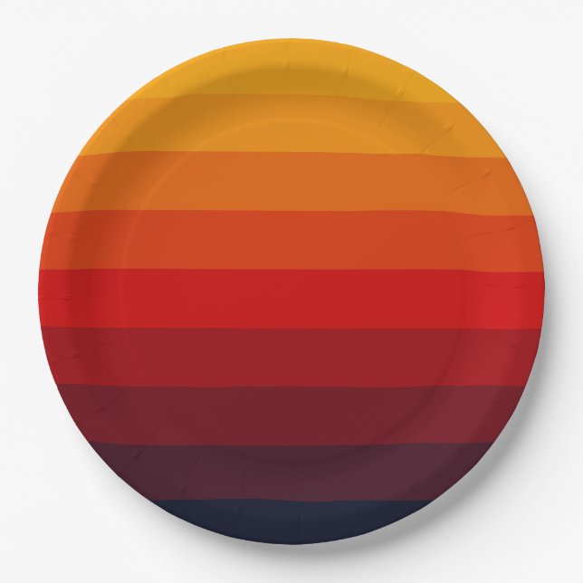 Retrofarbener Regenbogen Pappteller (Vorderseite)