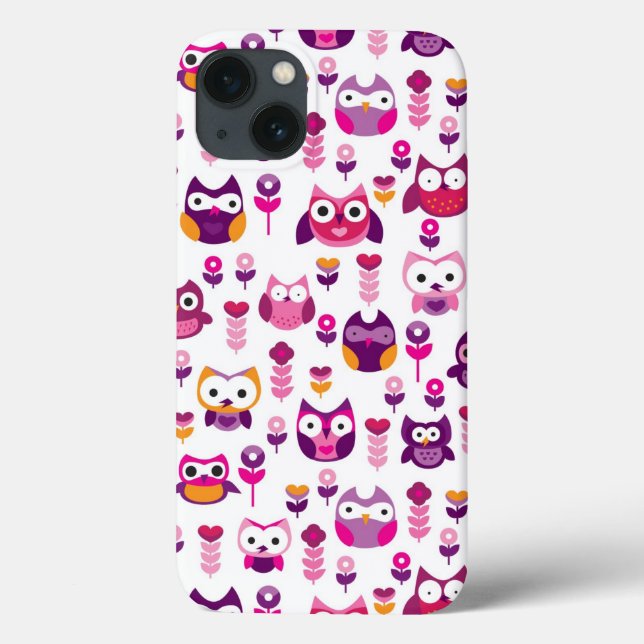 Retrofarbenfrohe Uhvogelmuster Case-Mate iPhone Hülle (Rückseite)