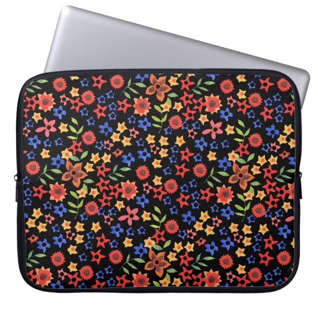 Retrofloral Miniprint Maßgeschneiderter Laptop-Sie Laptopschutzhülle (Vorderseite)
