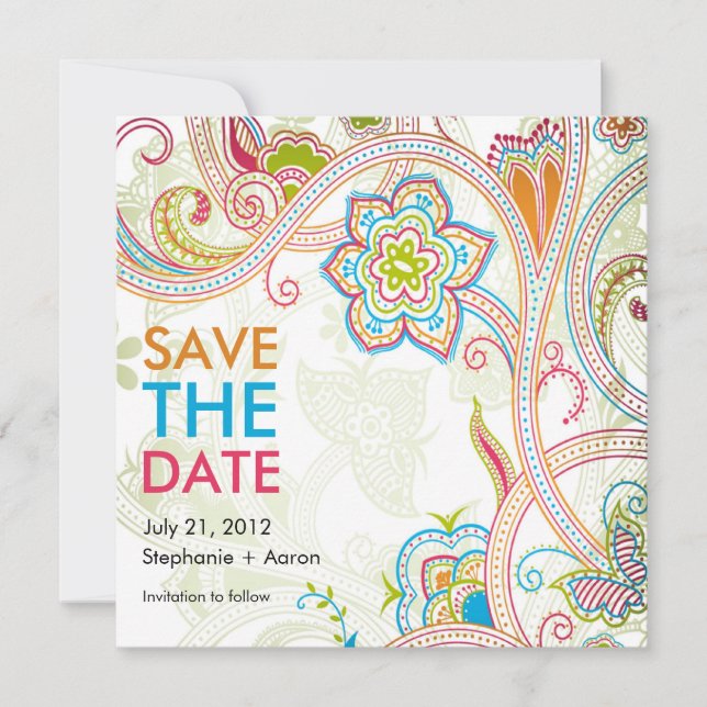 Retrofloral Save the Date (Vorderseite)