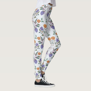 Retrofloral über das gesamte Muster Leggings