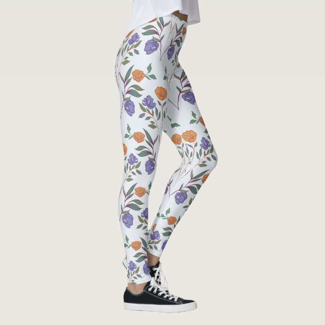 Retrofloral über das gesamte Muster Leggings (Rechts)