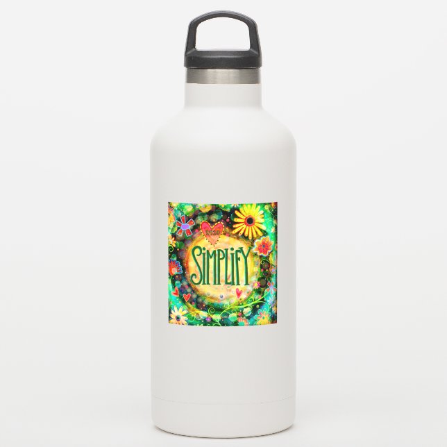 Retroflorale Moderne vereinfachen ein Wort Aufkleber (Wassserflasche)