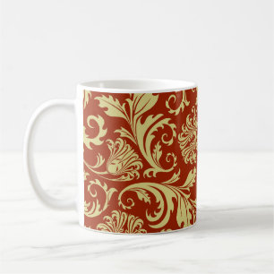 Retrofloralen: Vintager Musterhintergrund. Kaffeetasse
