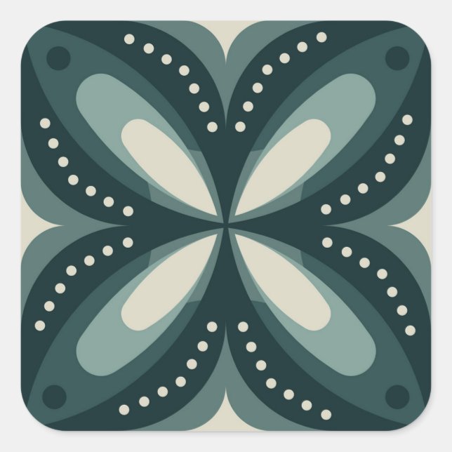 Retroformen Quadratischer Aufkleber (Vorderseite)