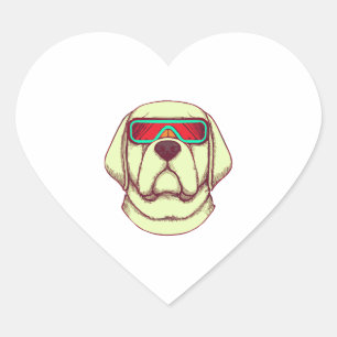 Retrofuturismus Labrador Hund Lover Retriever Herz-Aufkleber