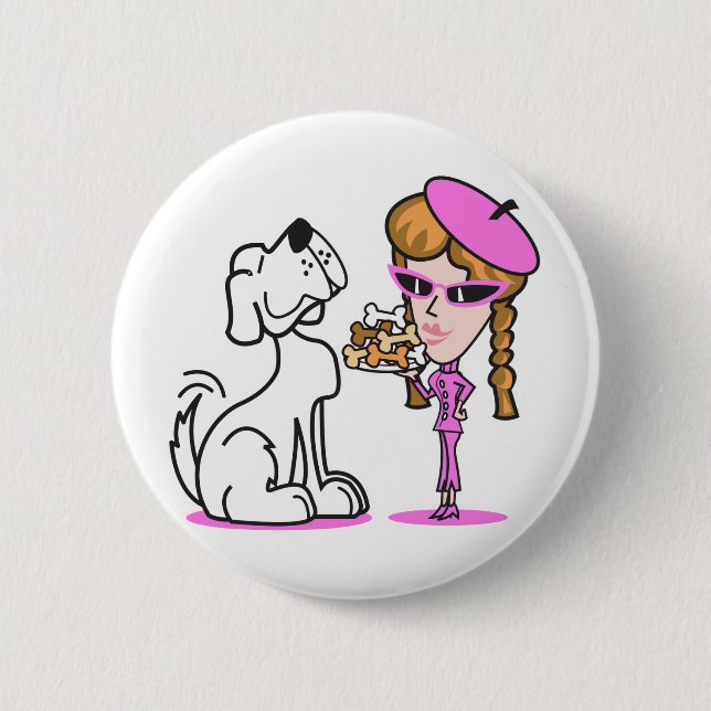 Retrogirl und Haustier Button (Vorderseite)