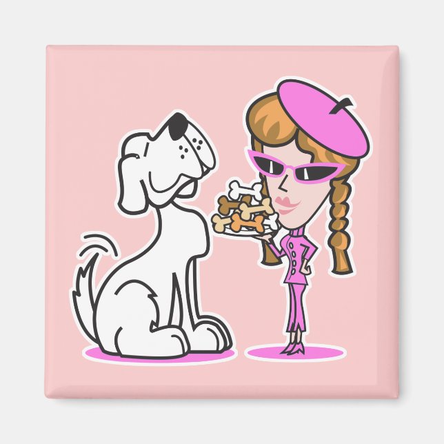 Retrogirl und Haustier Magnet (Vorne)