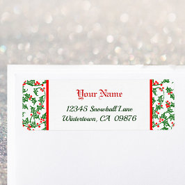 Retrogrüne Heilige mit roten Beeren-Musteretikette