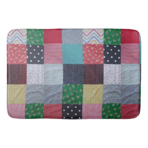 Retrohandgestricktes buntes Patchwork-Quadrat-Bad Badematte