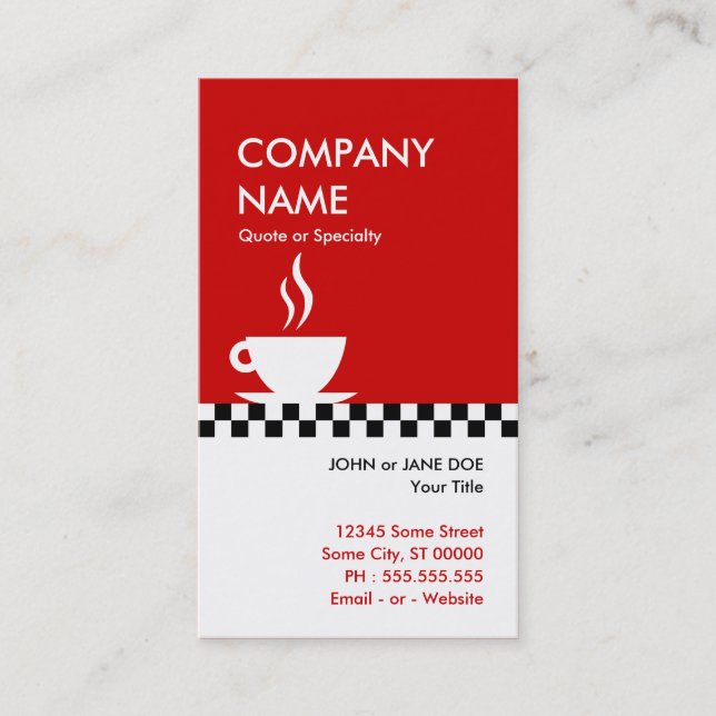 Retrokaffee-Schachbretter Visitenkarte (Vorderseite)