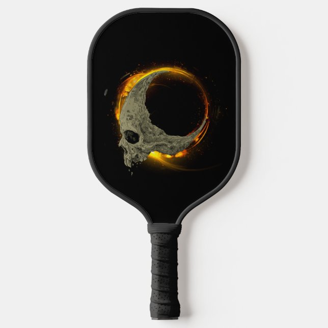 Retromond Toter Brennschädel im Feuer Pickleball Schläger (Vorderseite)