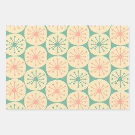 Retromuster des Atomalters Rosa und Aquamarin Geschenkpapier Set