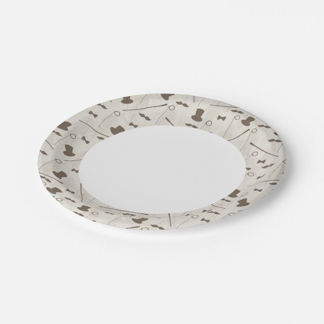 Retromuster für Mensch 2 Pappteller (Schrägansicht)