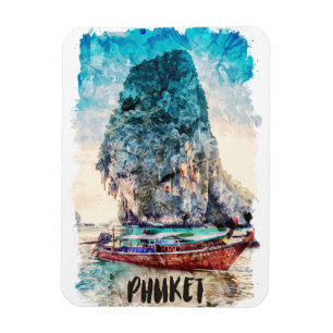 RetroPhuket Thailand Beach Malerei Magnet
