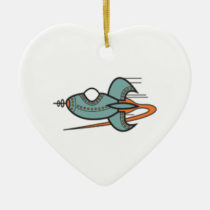 Retrorakete Keramik Ornament