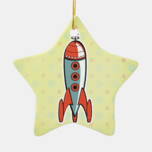 Retrorakete Keramikornament