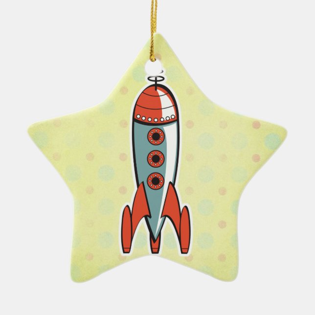 Retrorakete Keramikornament (Vorne)