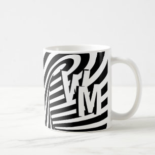 RetroRetro Schwarz-weißes Abstraktes Zebra-Muster Kaffeetasse