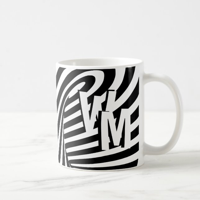 RetroRetro Schwarz-weißes Abstraktes Zebra-Muster  Kaffeetasse (Rechts)