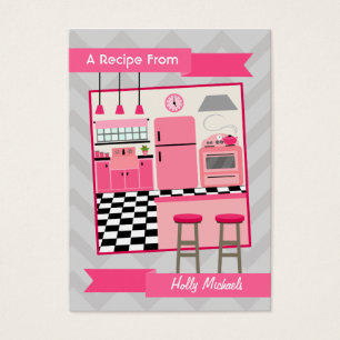 Rétros cartes roses de recette de cuisine