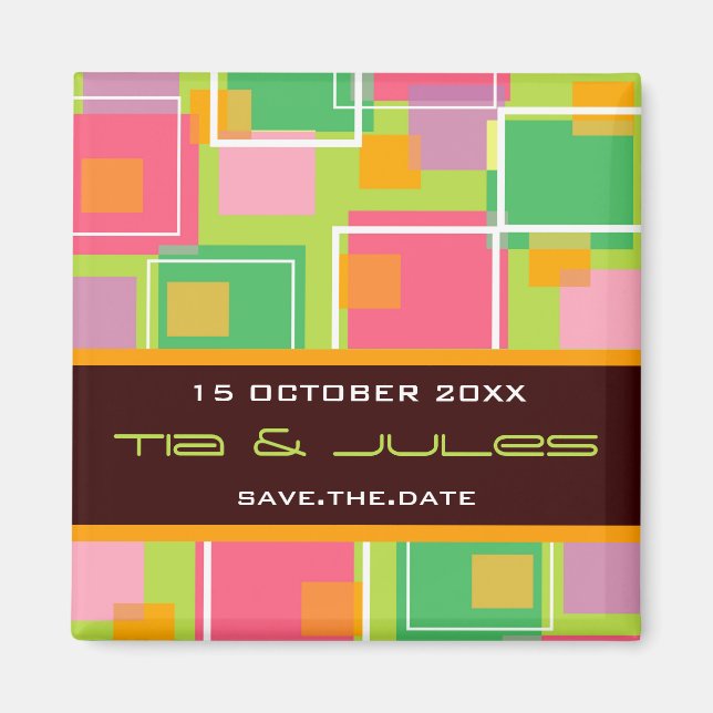 Rétros cubes en amusement | aimant de date de date (Devant)