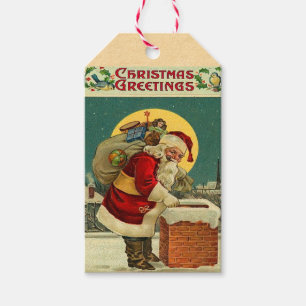 Rétros étiquettes de cadeau du père noël
