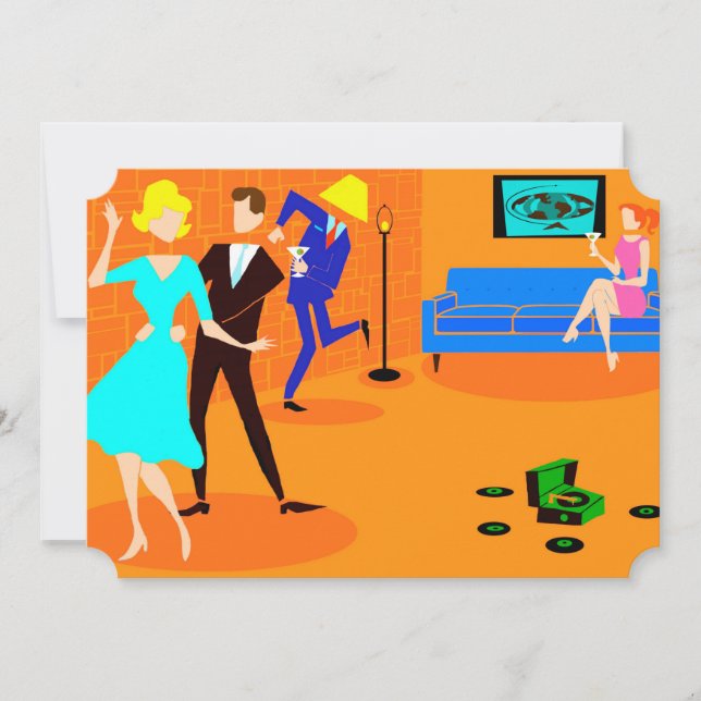 Rétros invitations de cocktail de bande dessinée (Devant)