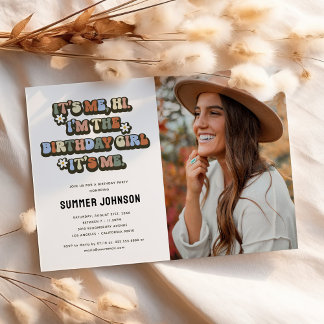 Retro's Me Birthday Girl Foto Einladung