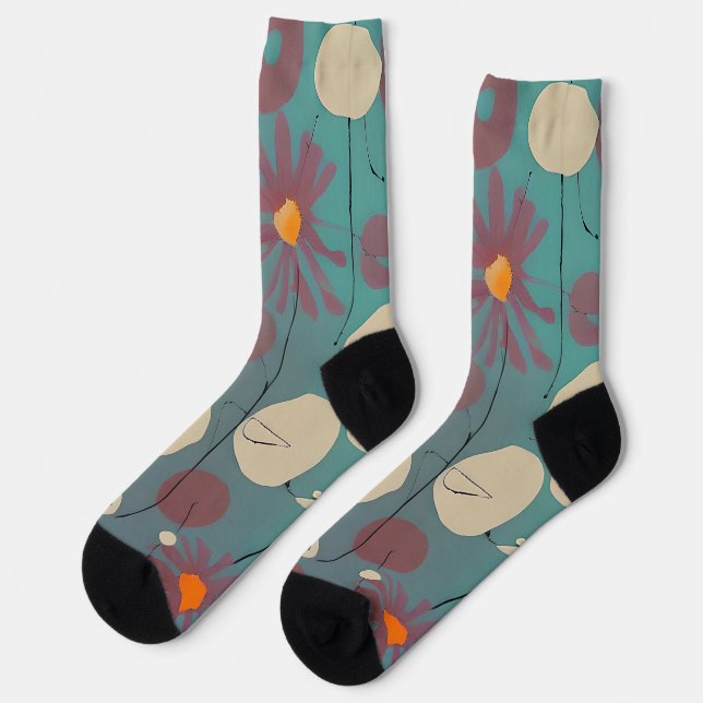 Retrosa und weiße Blume Socken (Linkes Detail)