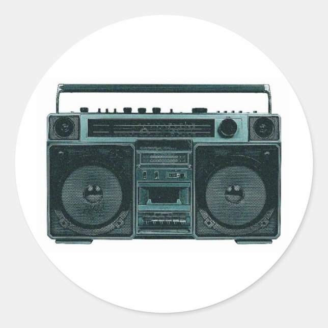 Retrostereo Runder Aufkleber (Vorderseite)