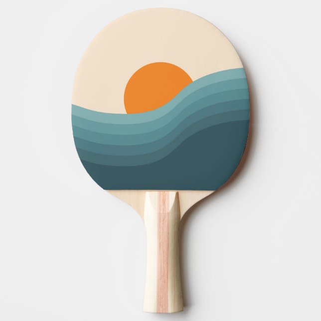 Retrostil abstrakte Sonnenuntergangslandschaft Tischtennis Schläger (Vorderseite)