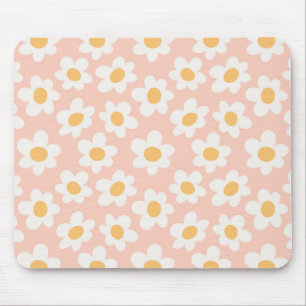 Retrostil blüht auf rosa Hintergrund Mousepad