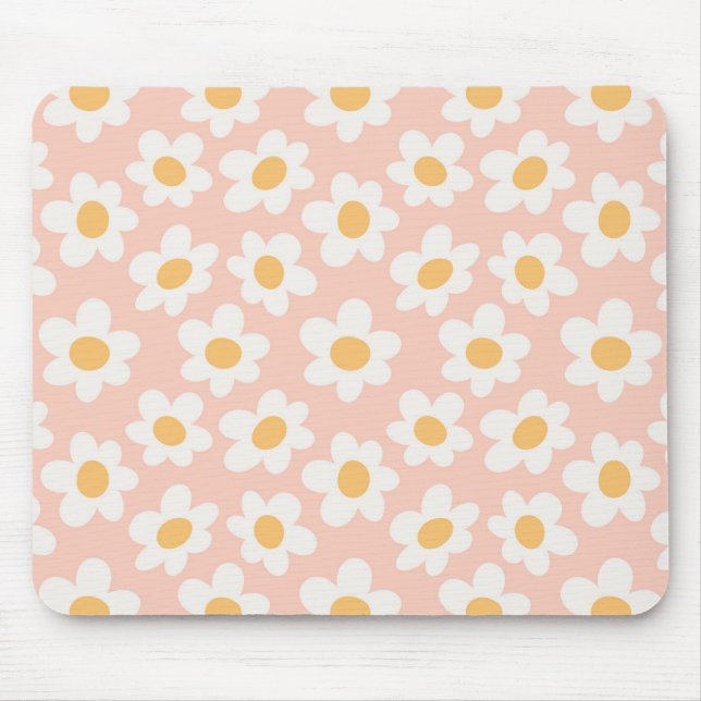 Retrostil blüht auf rosa Hintergrund Mousepad (Vorne)