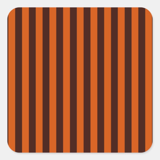 Retrostil-Dekoration in Orange Streifen Quadratischer Aufkleber (Vorderseite)