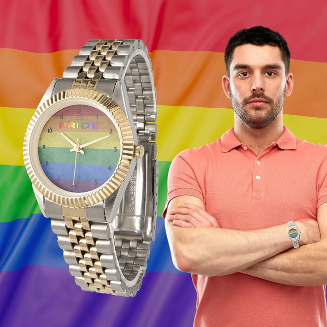 Retrostil des LGBT-Regenbogendrucks Armbanduhr (LGBT Rainbow Pride Flag Retro Style Watch)