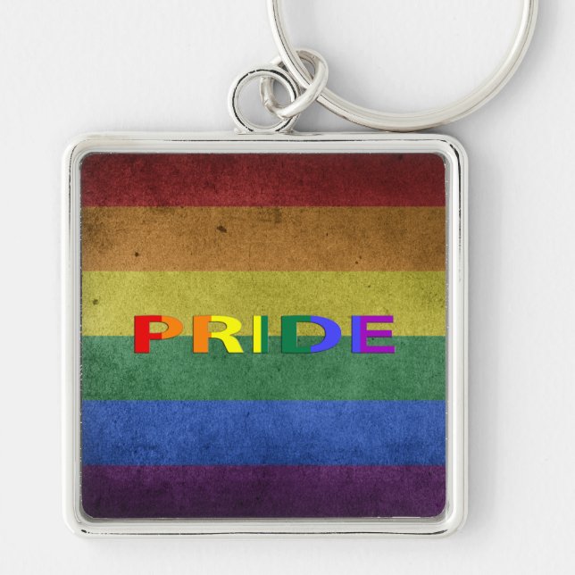 Retrostil des LGBT-Regenbogendrucks Schlüsselanhänger (Vorne)