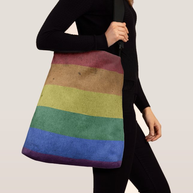 Retrostil des LGBT-Regenbogendrucks Tragetaschen Mit Langen Trägern (Von Nahem)