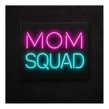 Retrostil "Mama Squad" Neon rosa und aquamarin