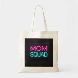 Retrostil "Mama Squad" Neon rosa und aquamarin Tragetasche
