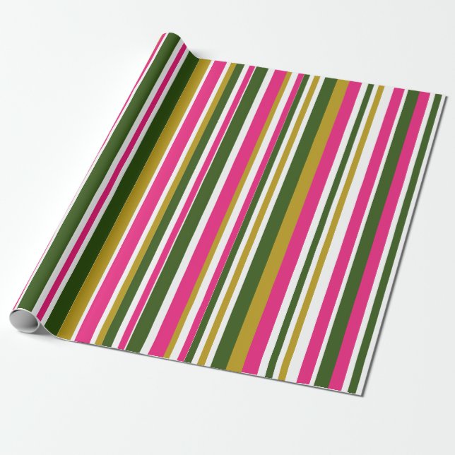 Retrostreifen grün und rosa geschenkpapier (Ungerollt)