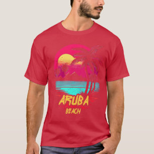 Retrowave Beach Aruba Beach T-Shirt