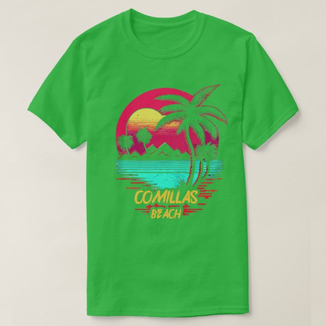 Retrowave Beach Comillas Beach T-Shirt (Design vorne)