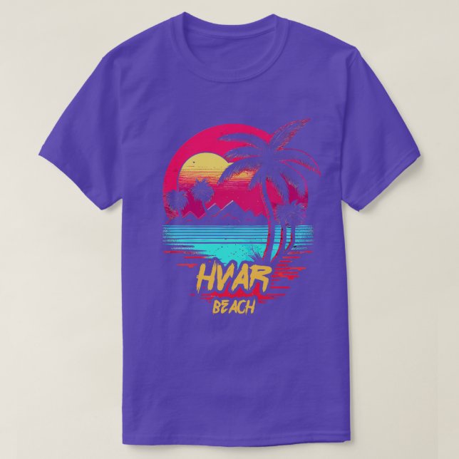 Retrowave Beach Hvar Beach T-Shirt (Design vorne)