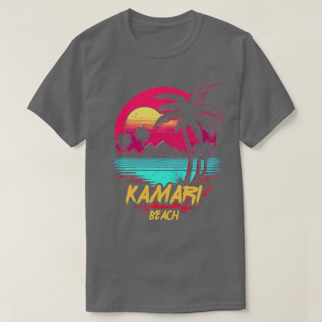Retrowave Beach Kamari Beach T-Shirt (Design vorne)