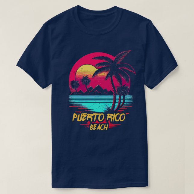 Retrowave Beach Puerto Rico Beach T-Shirt (Design vorne)