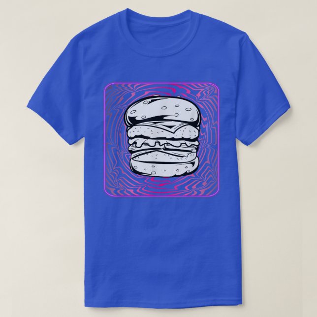 Retrowave Hamburger Cheeseburger T-Shirt (Design vorne)