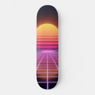 Retrowave-Landschaft Skateboard