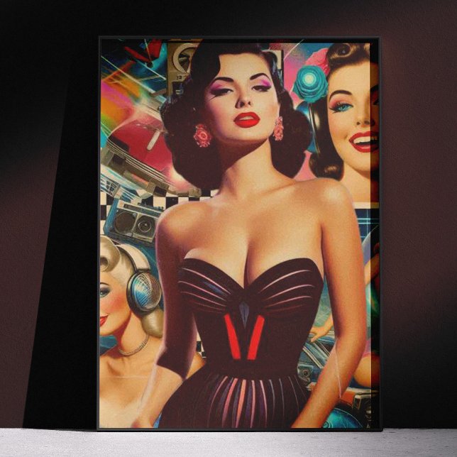 Retrowave-Pin-up-Collage Poster (Von Creator hochgeladen)